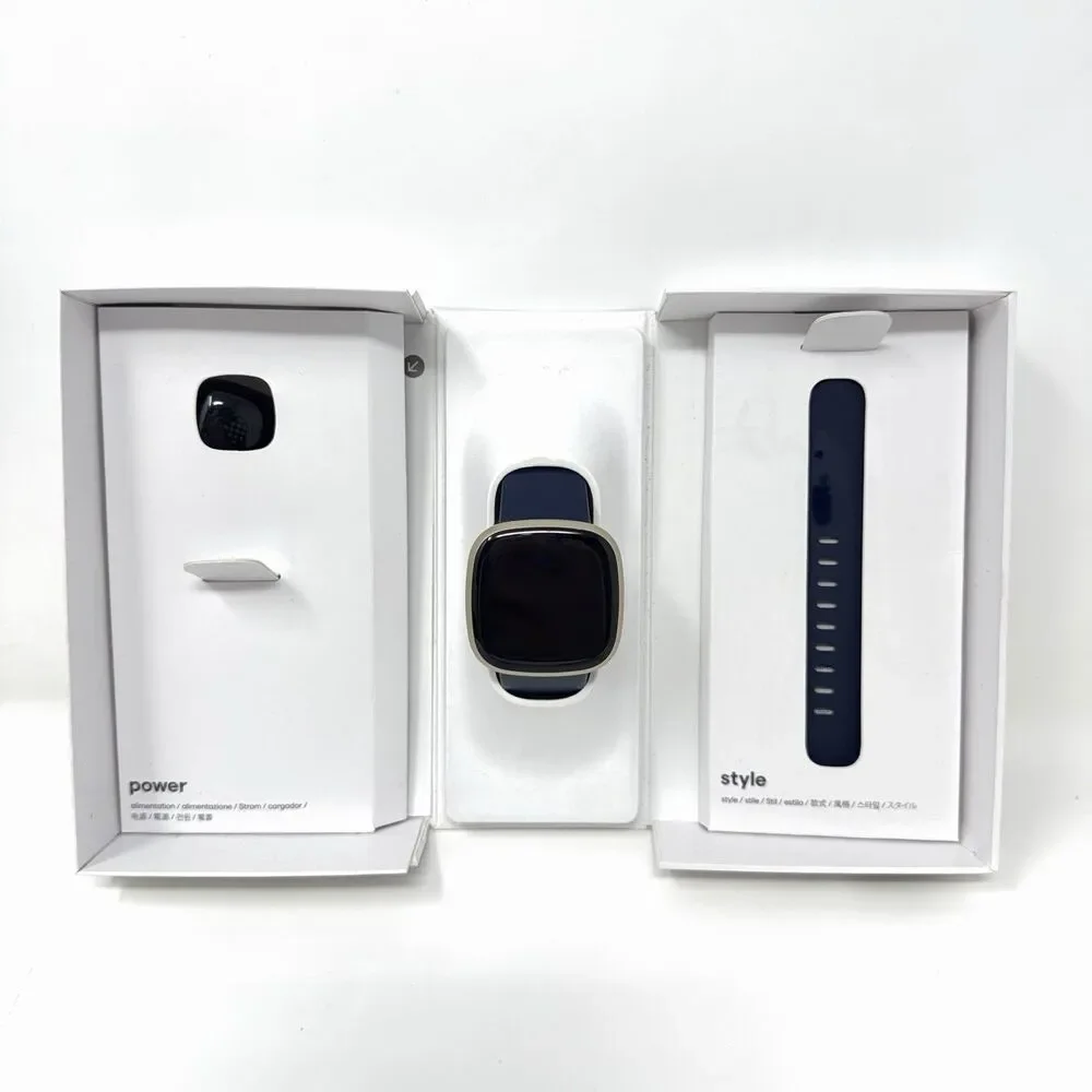 Fitbit Versa 3 GPS Smartwatch Fitness Tracker Soft Gold Midnight Blue With Box